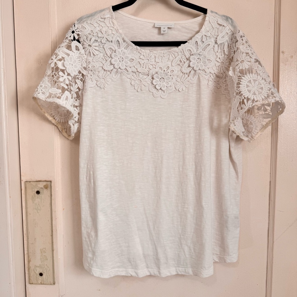 White Lace Sleeve Women's Top